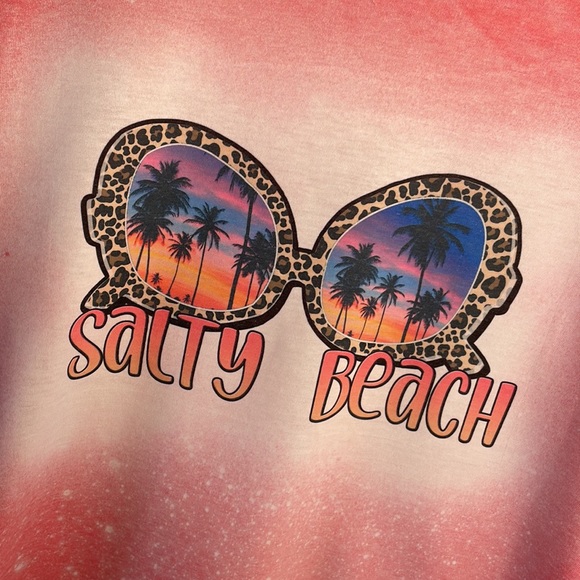 Graphic tee Gildan hand bleached coral size small leopard print sunglasses - Picture 2 of 4